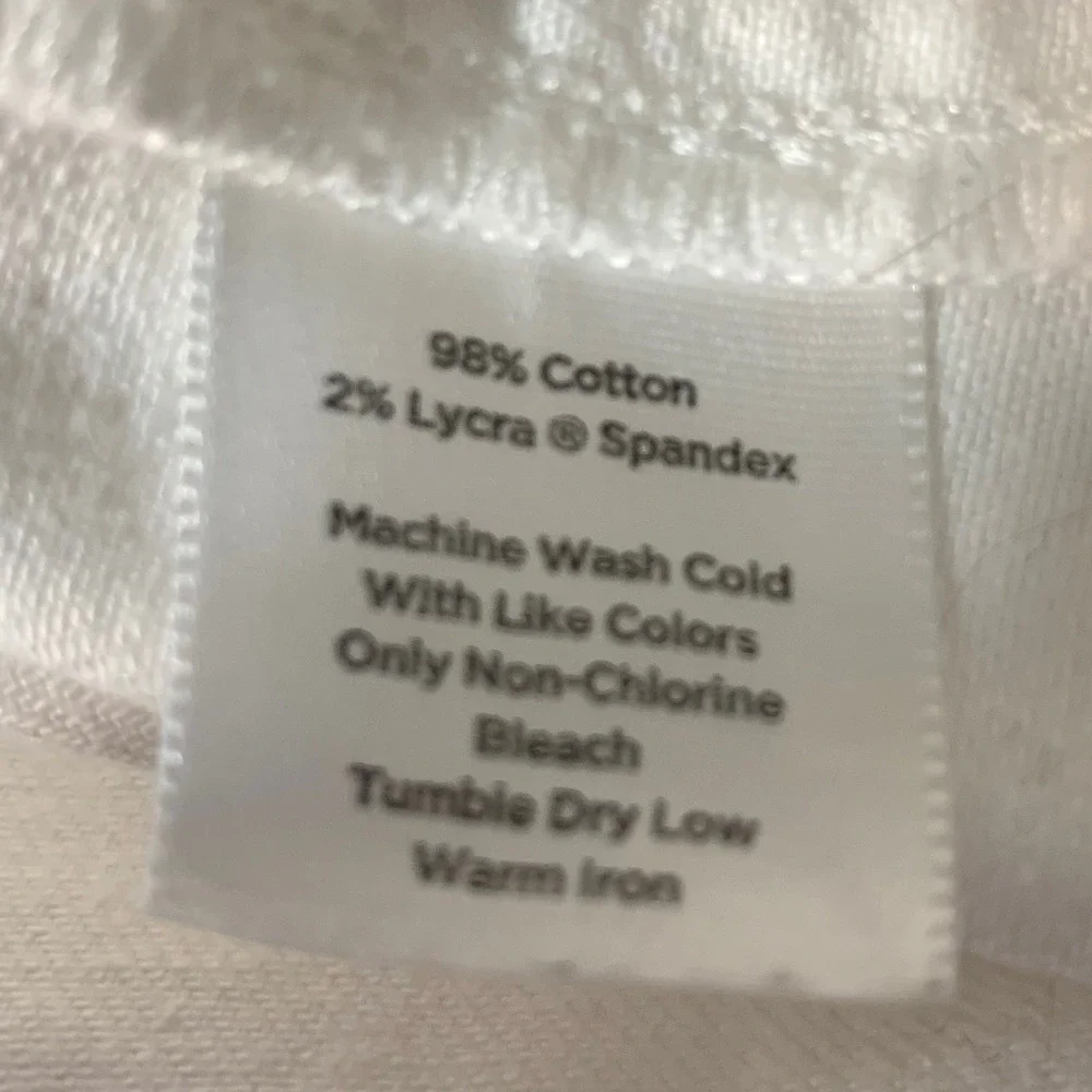 Talbots Denim Pencil Skirt 10 White Cotton Midi Preppy Coastal Classic Crisp